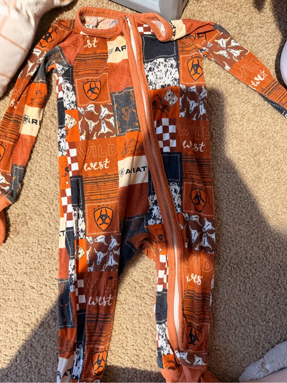Ariat Orange Patchwork 'Wild West' Kids One-Piece Footie
